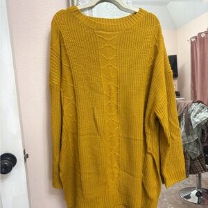 Cozy Mustard Cable Knit Sweater